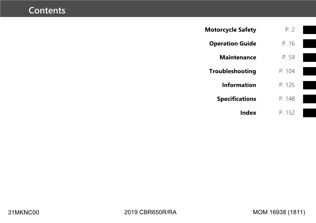 2019 CBR650R/RA Owner's Manual