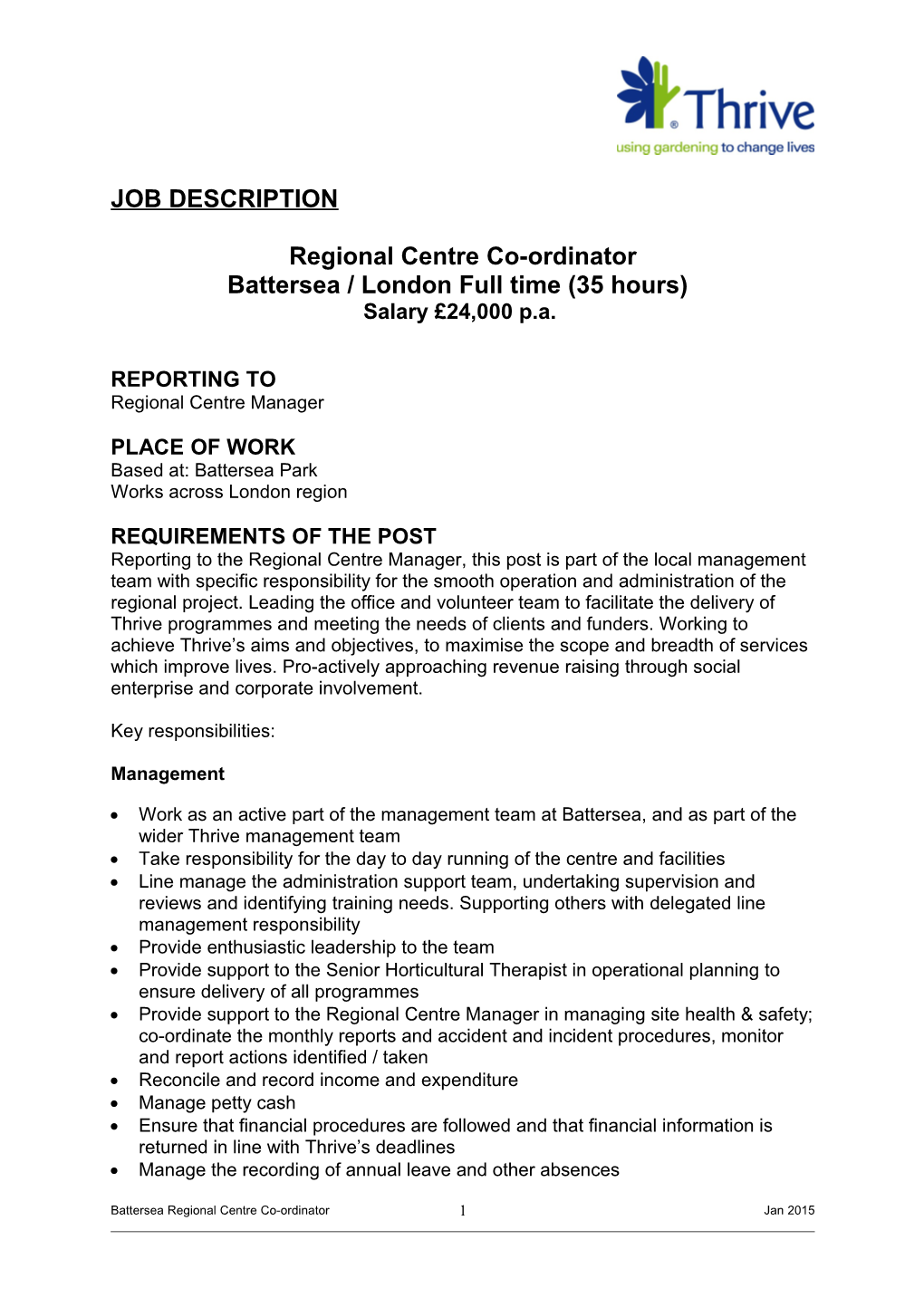 Regional Centre Co-Ordinator