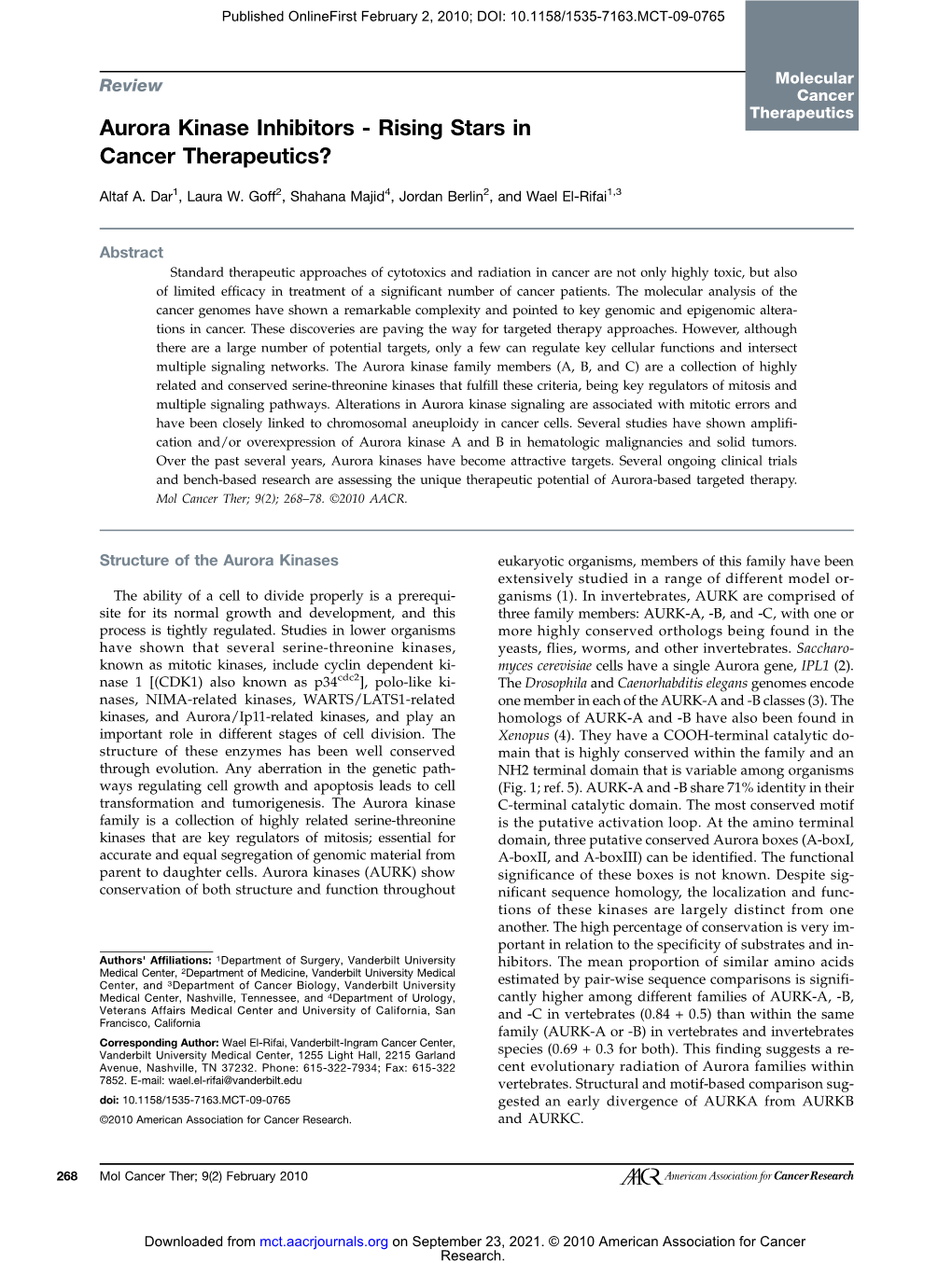 Aurora Kinase Inhibitors - Rising Stars in Cancer Therapeutics?