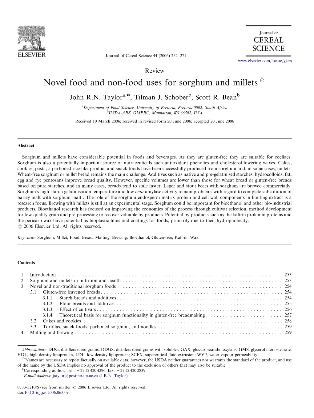 Novel and Non-Food Uses for Sorghum and Millets
