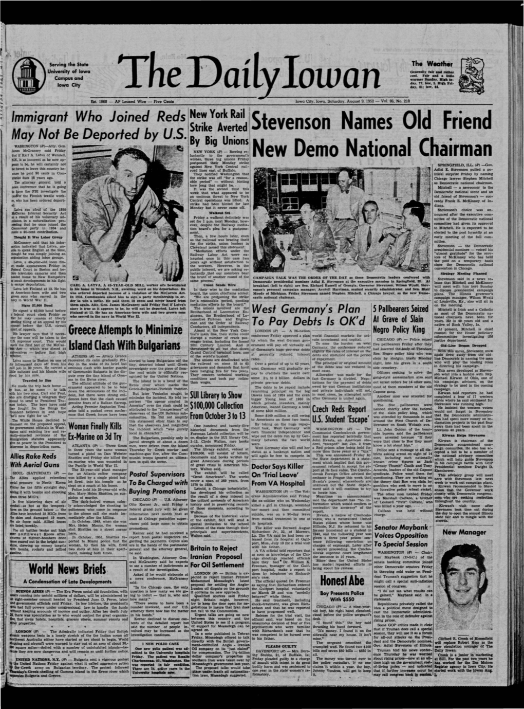 Daily Iowan (Iowa City, Iowa), 1952-08-09