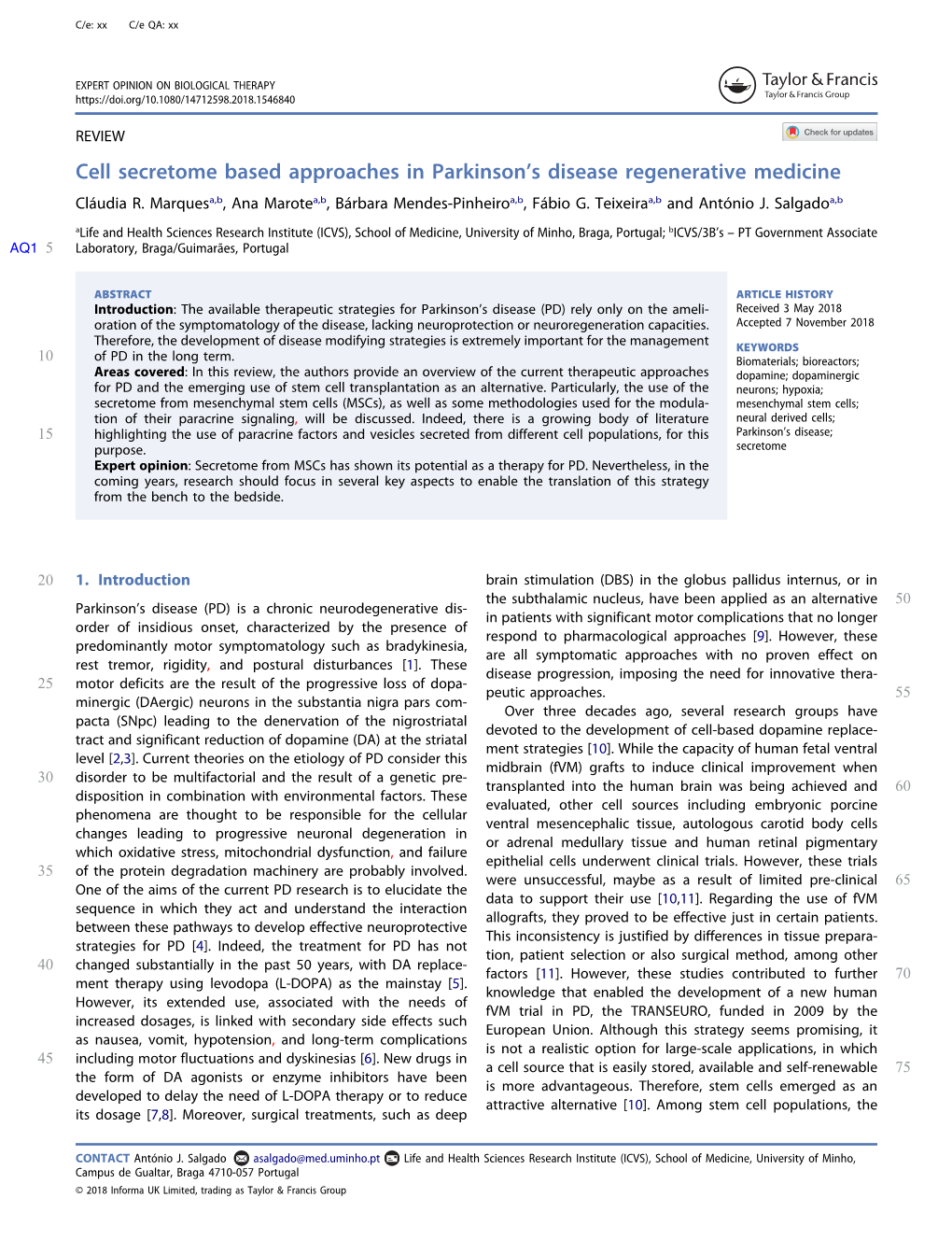 Cell Secretome Based Approaches in Parkinson's Disease Regenerative