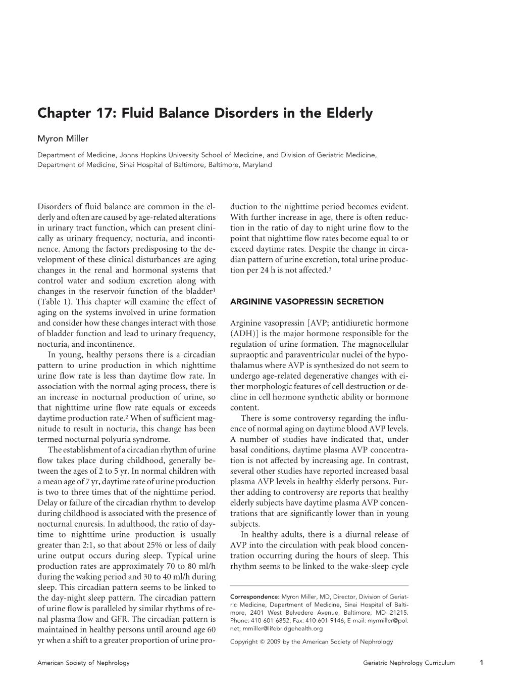 Chapter 17: Fluid Balance Disorders in the Elderly