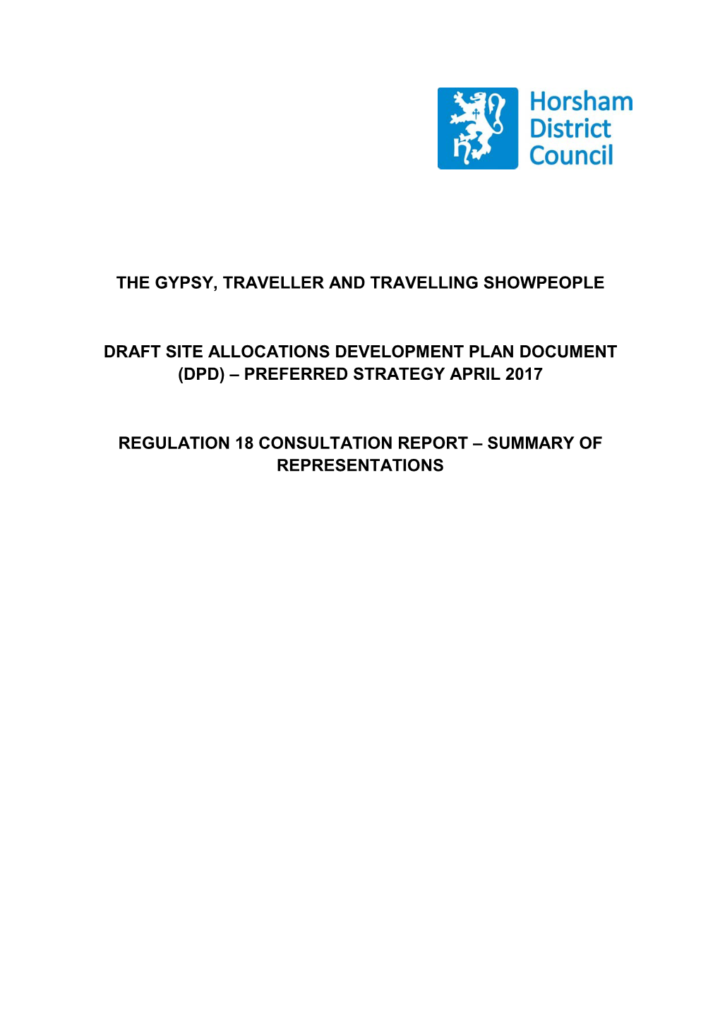 The Gypsy, Traveller and Travelling Showpeople Draft Site Allocations Development Plan Document