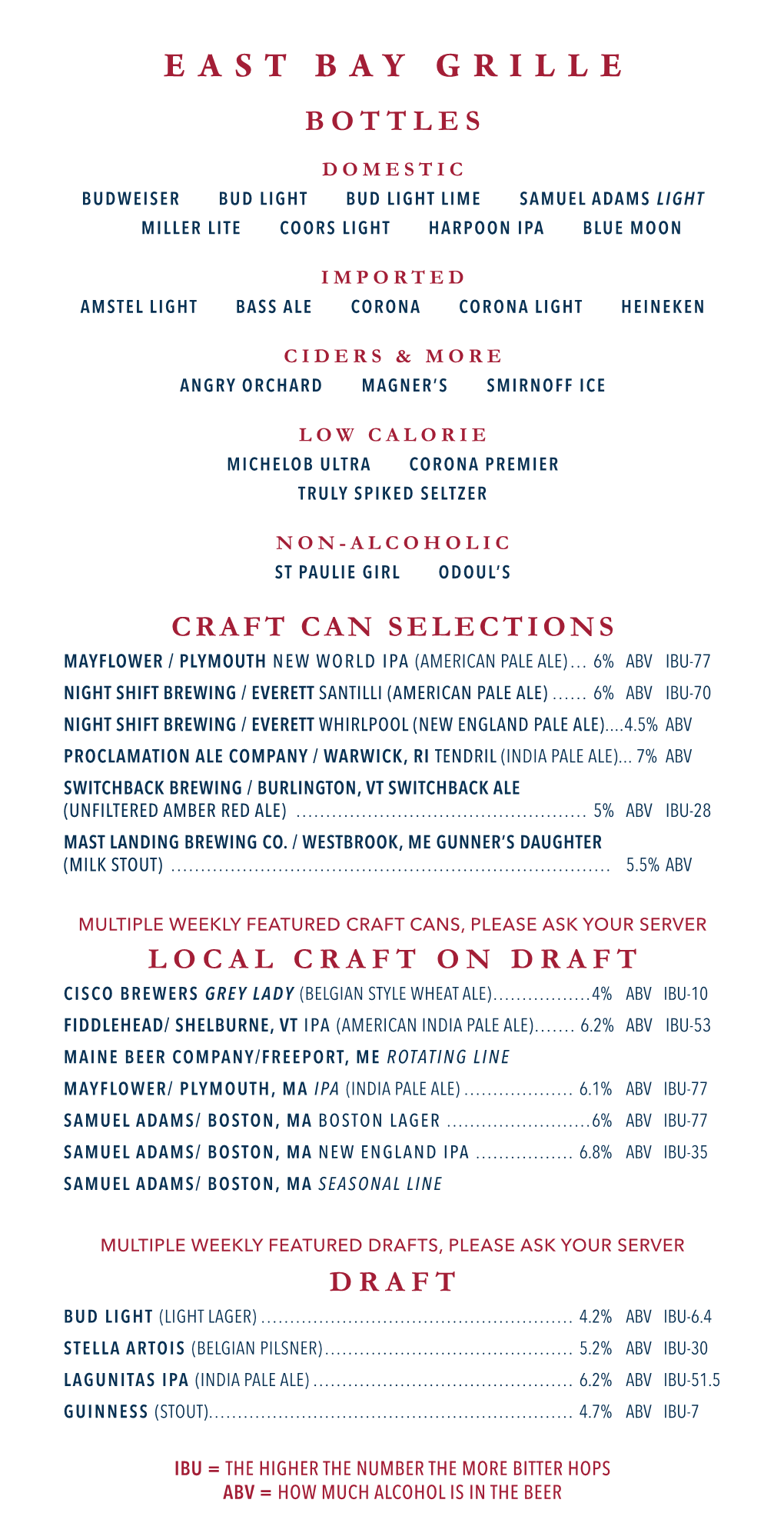 Bottles Craft Can Selections Local Craft on Draft Draft