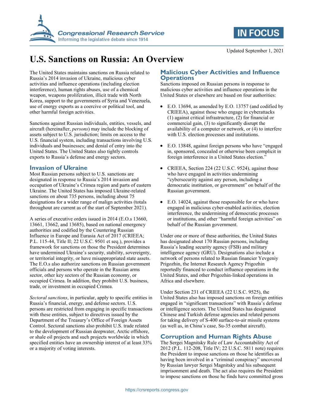 US Sanctions on Russia