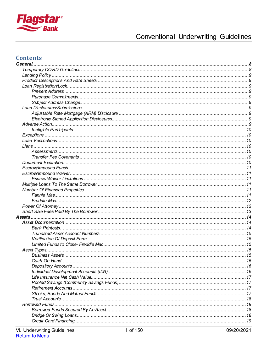 Conventional Underwriting Guidelines