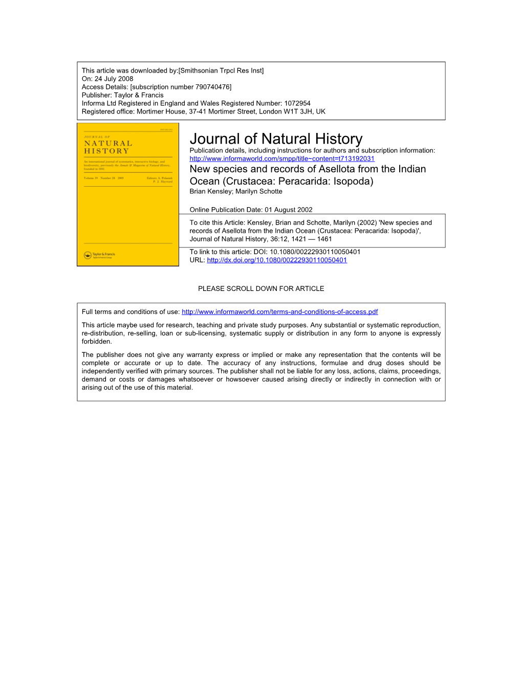 Journal of Natural History