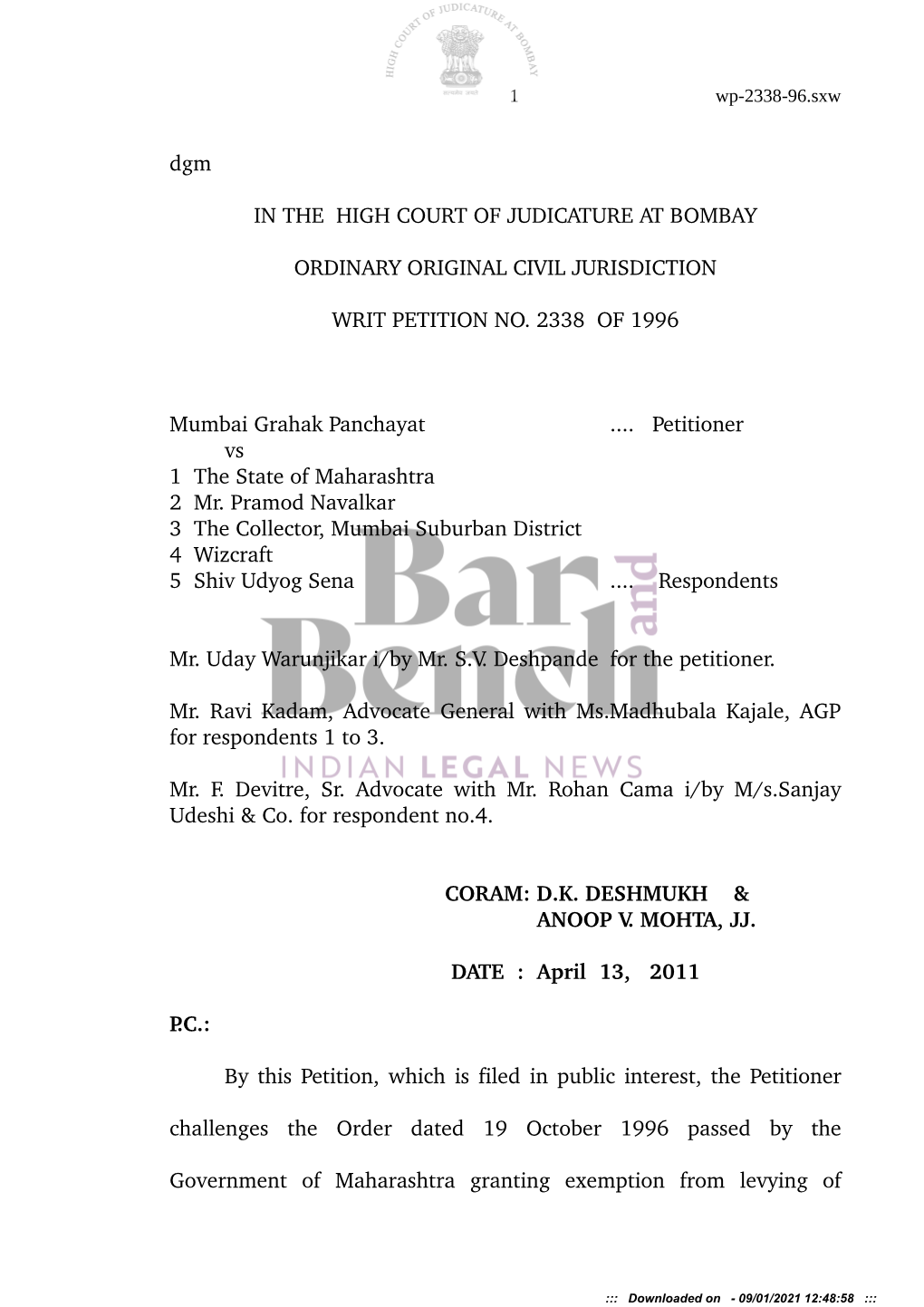 Dgm in the HIGH COURT of JUDICATURE at BOMBAY