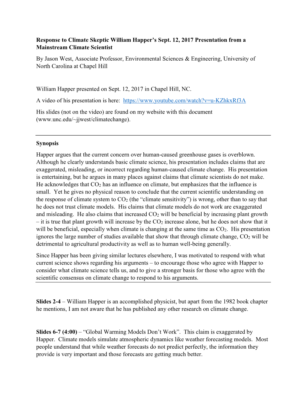 Response to Climate Skeptic William Happer's Sept. 12, 2017