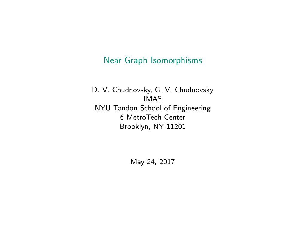 Near Graph Isomorphisms