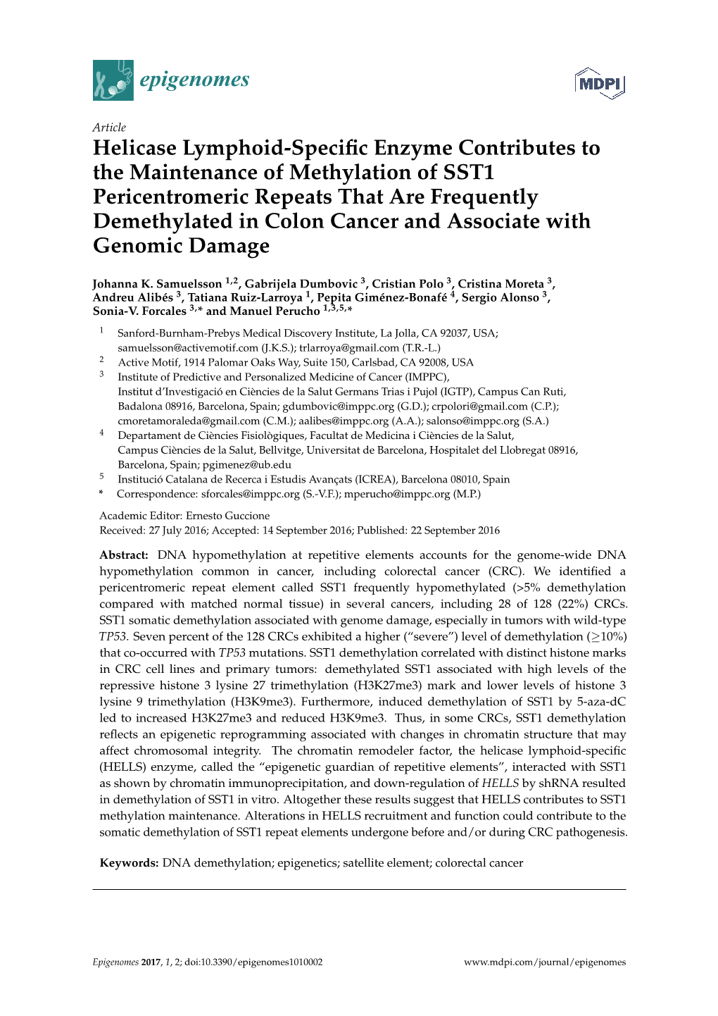 Helicase Lymphoid-Specific Enzyme Contributes to the Maintenance Of