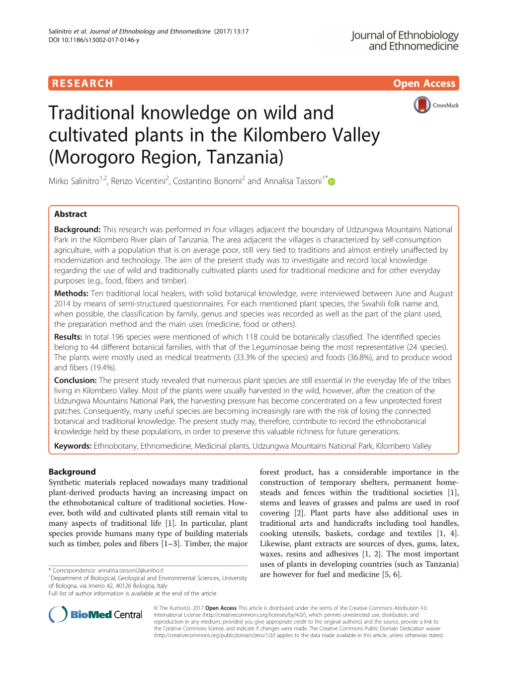 Traditional Knowledge on Wild and Cultivated Plants in the Kilombero