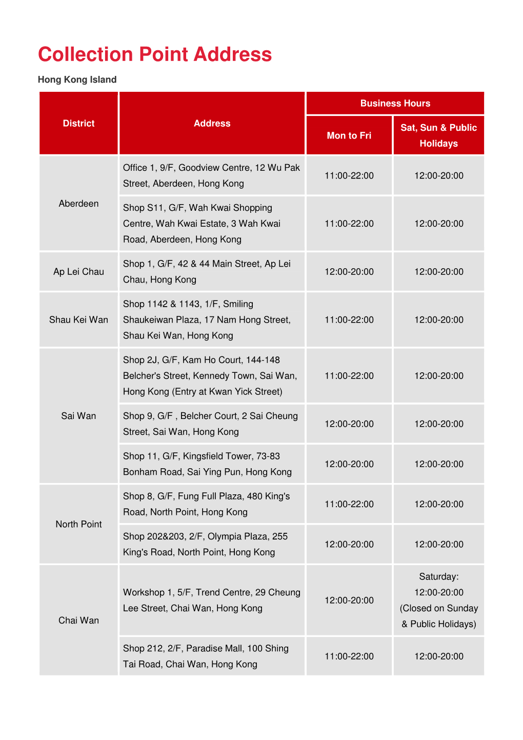 Collection Point Address