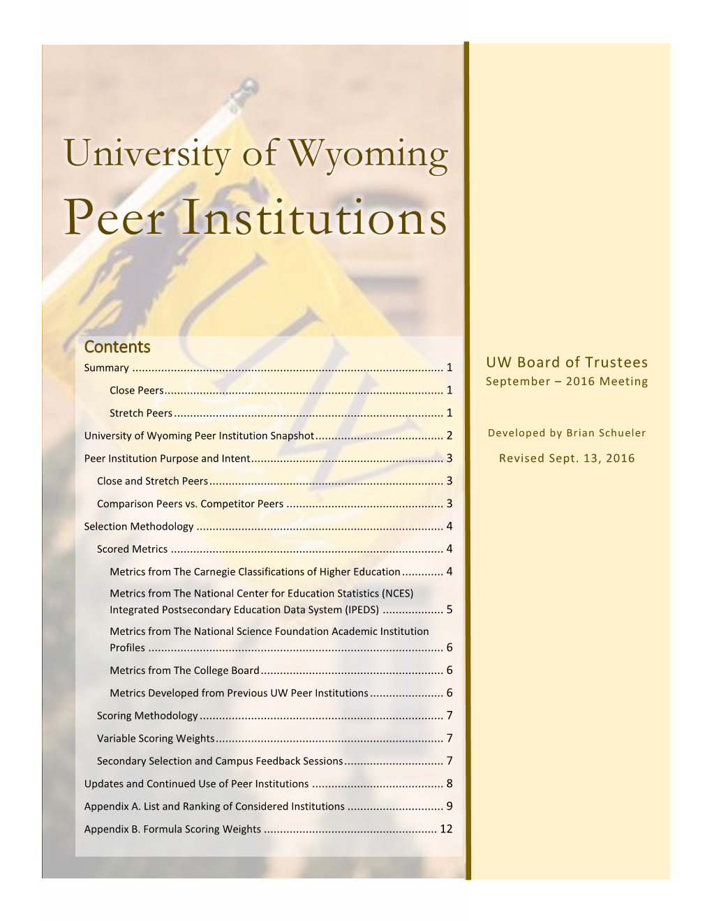 UW Peer Institutions