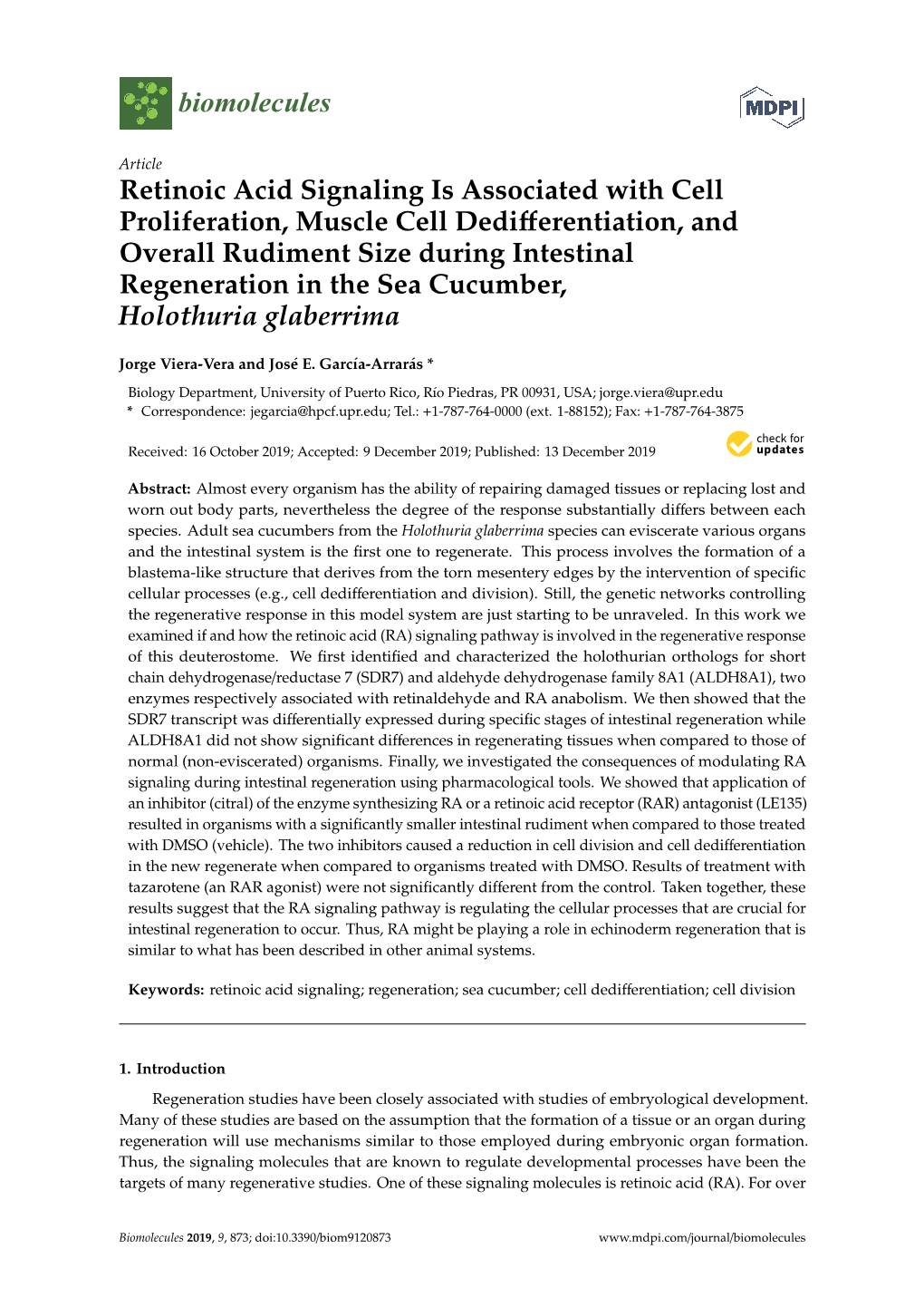 Retinoic Acid Signaling Is Associated with Cell Proliferation, Muscle Cell