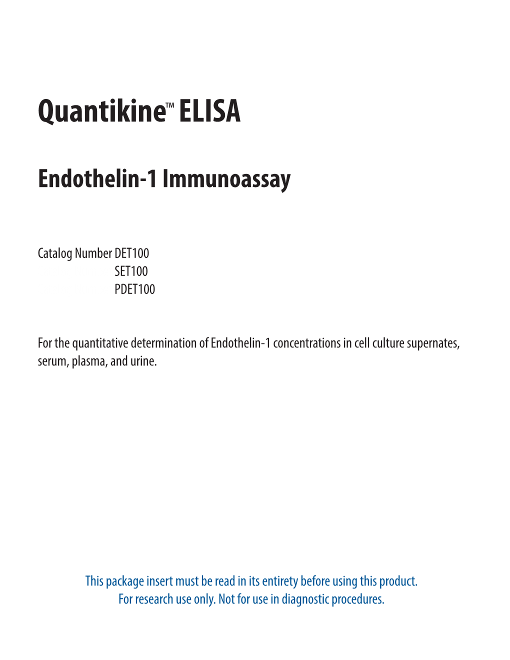 Endothelin-1 Quantikine ELISA