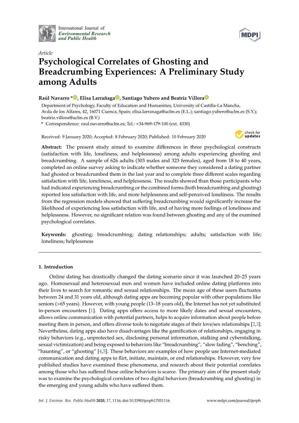 Psychological Correlates of Ghosting and Breadcrumbing Experiences: a Preliminary Study Among Adults