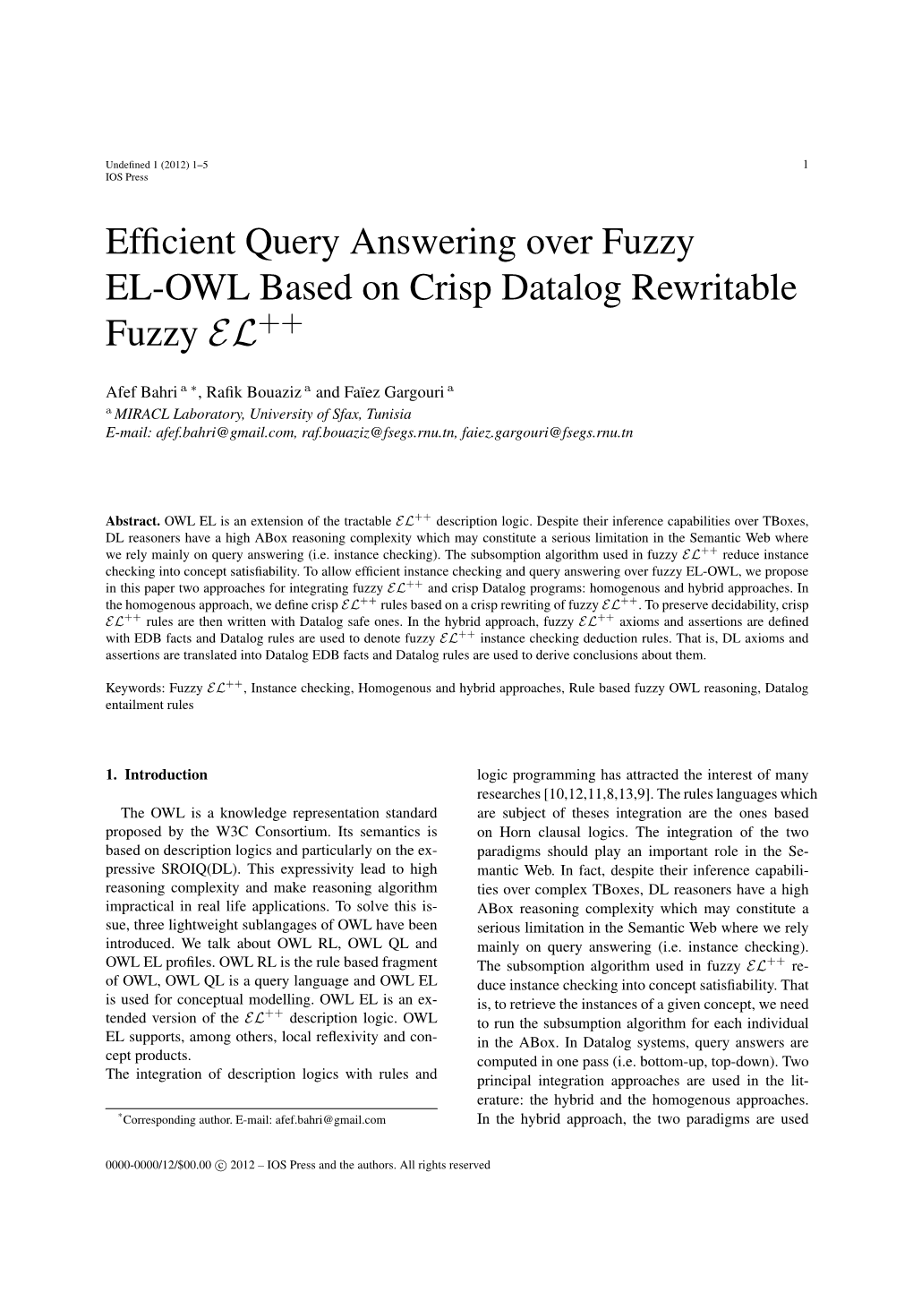 Efficient Query Answering Over Fuzzy EL-OWL Based on Crisp Datalog