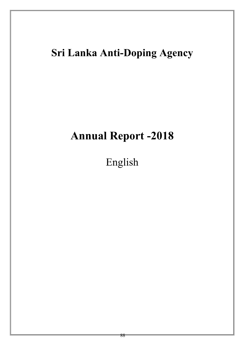 Annual Report of the Sri Lanka Anti-Doping Agency for the Year 2018