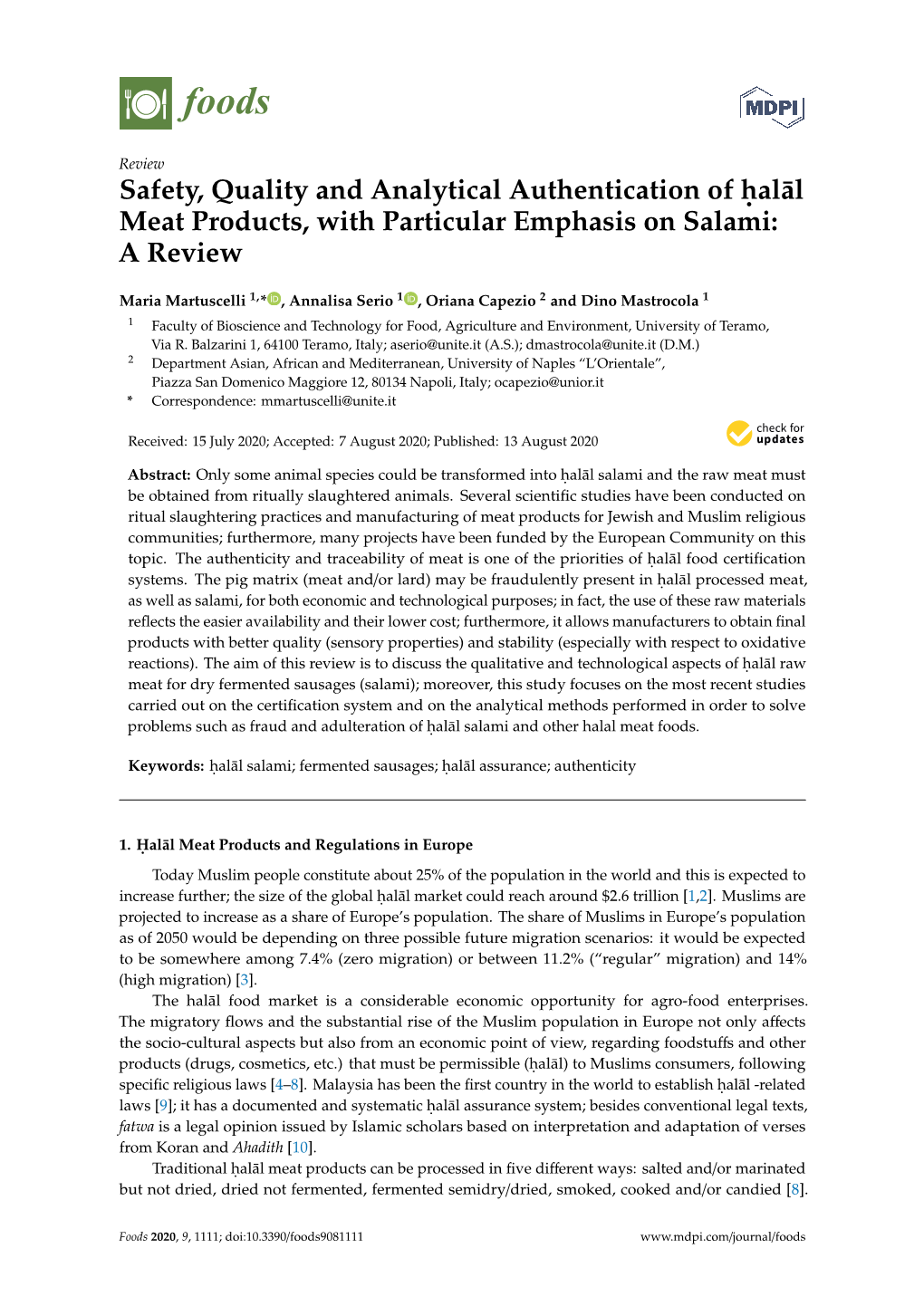 Safety, Quality and Analytical Authentication of Ḥalāl Meat