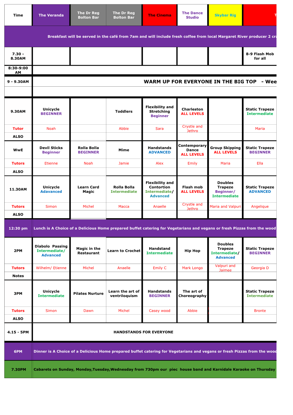 Training Schedule Version 5