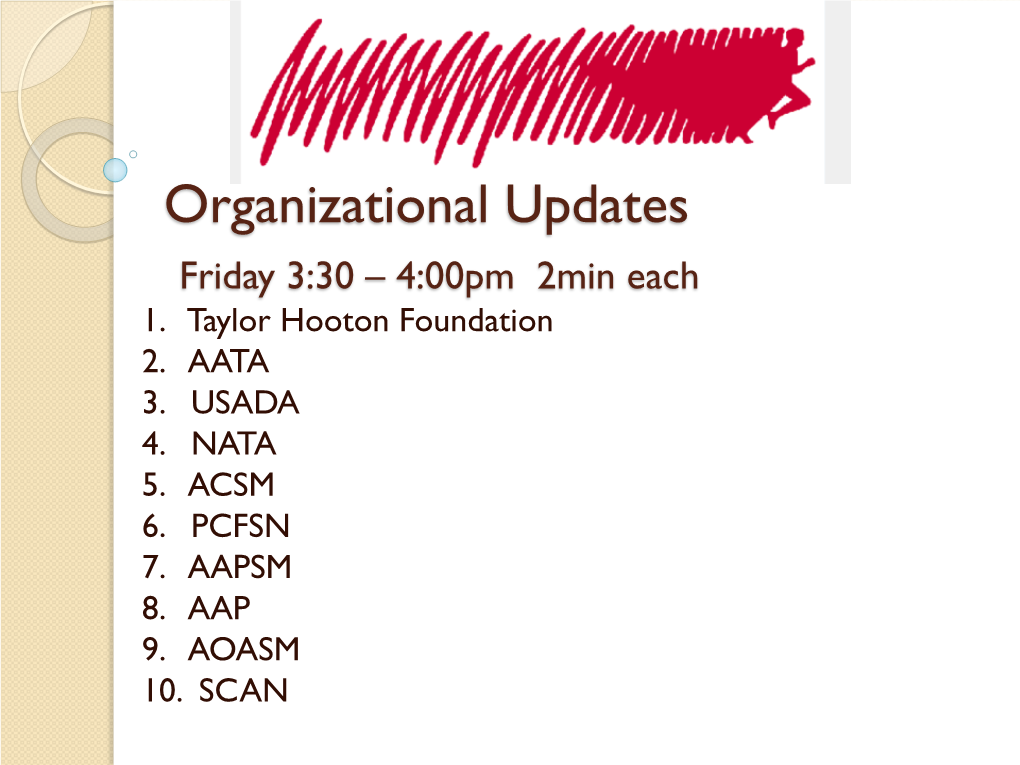 2015 Organizational Updates