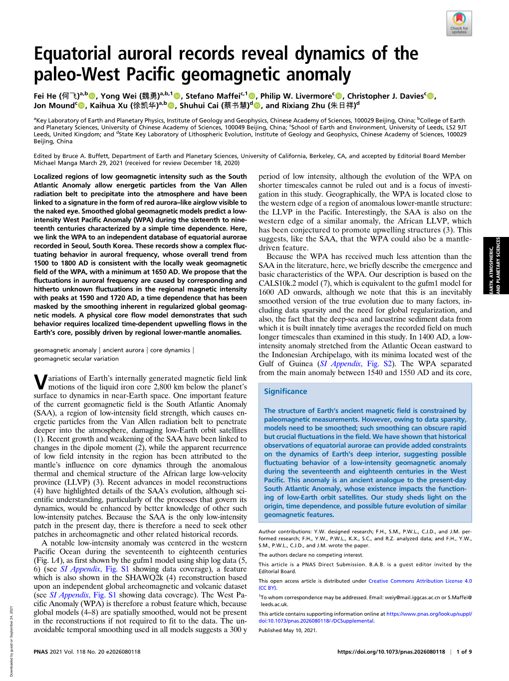 Equatorial Auroral Records Reveal Dynamics of the Paleo-West Pacific Geomagnetic Anomaly