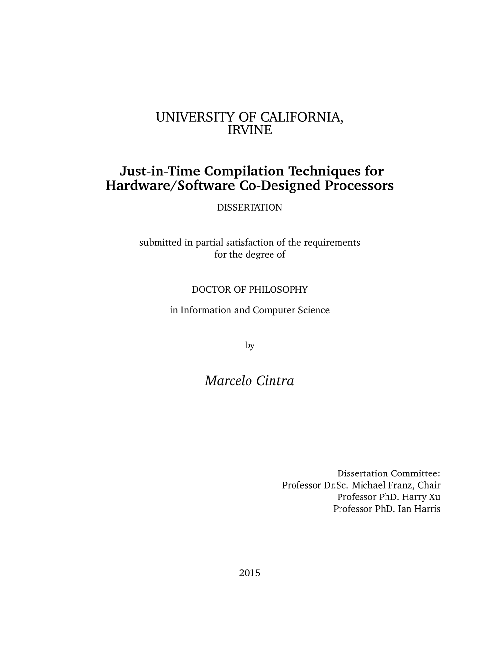 Marcelo S. Cintra Phd Thesis