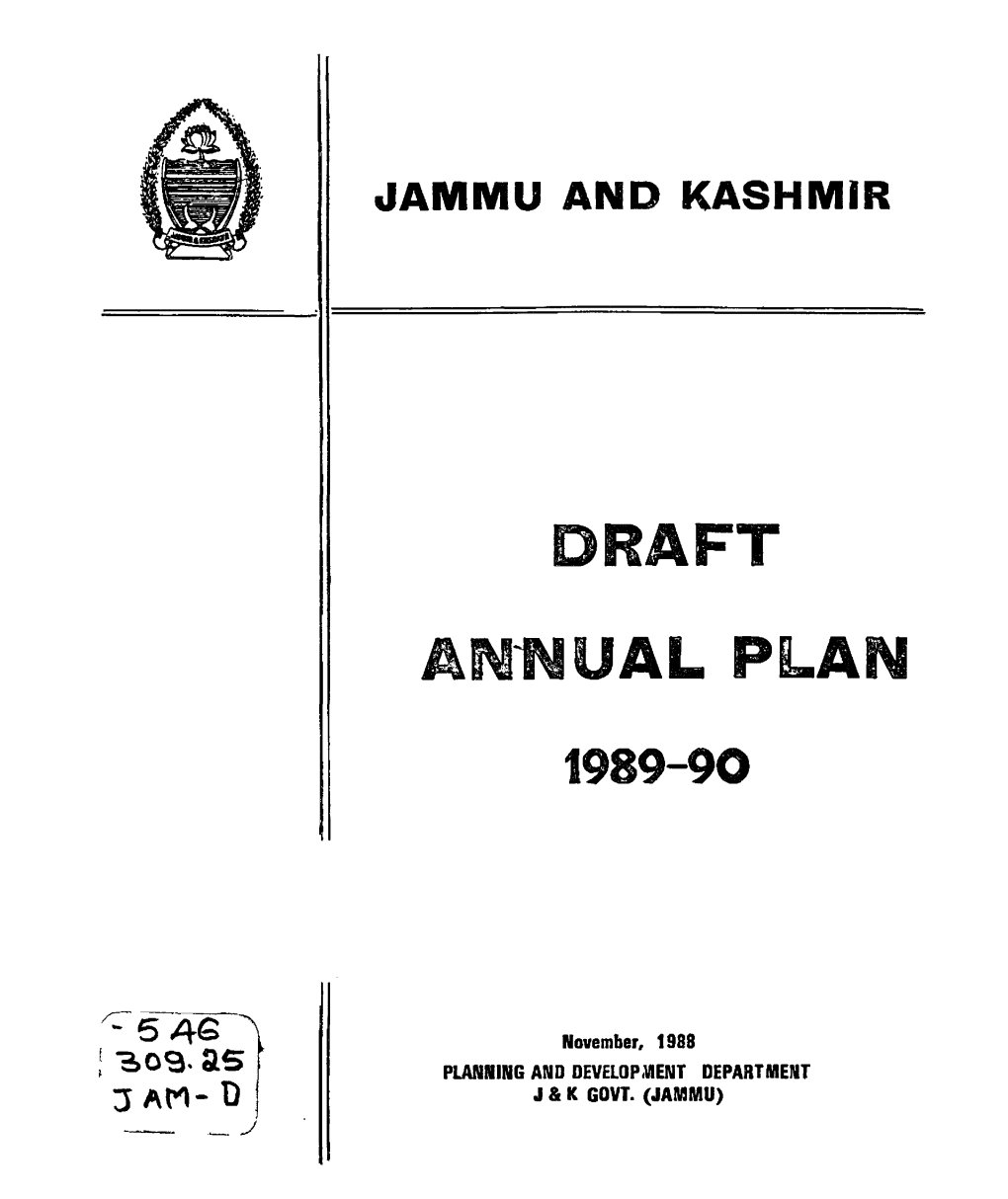 JAMMU and KASHMIR DRAFT ANNUAL PLAN 1989-90-D04488.Pdf