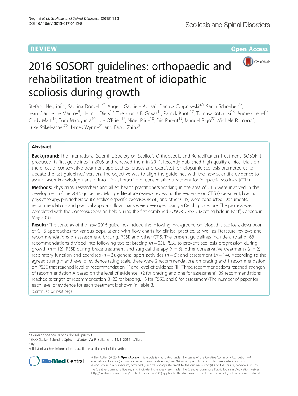 Orthopaedic and Rehabilitation Treatment of Idiopathic Scoliosis