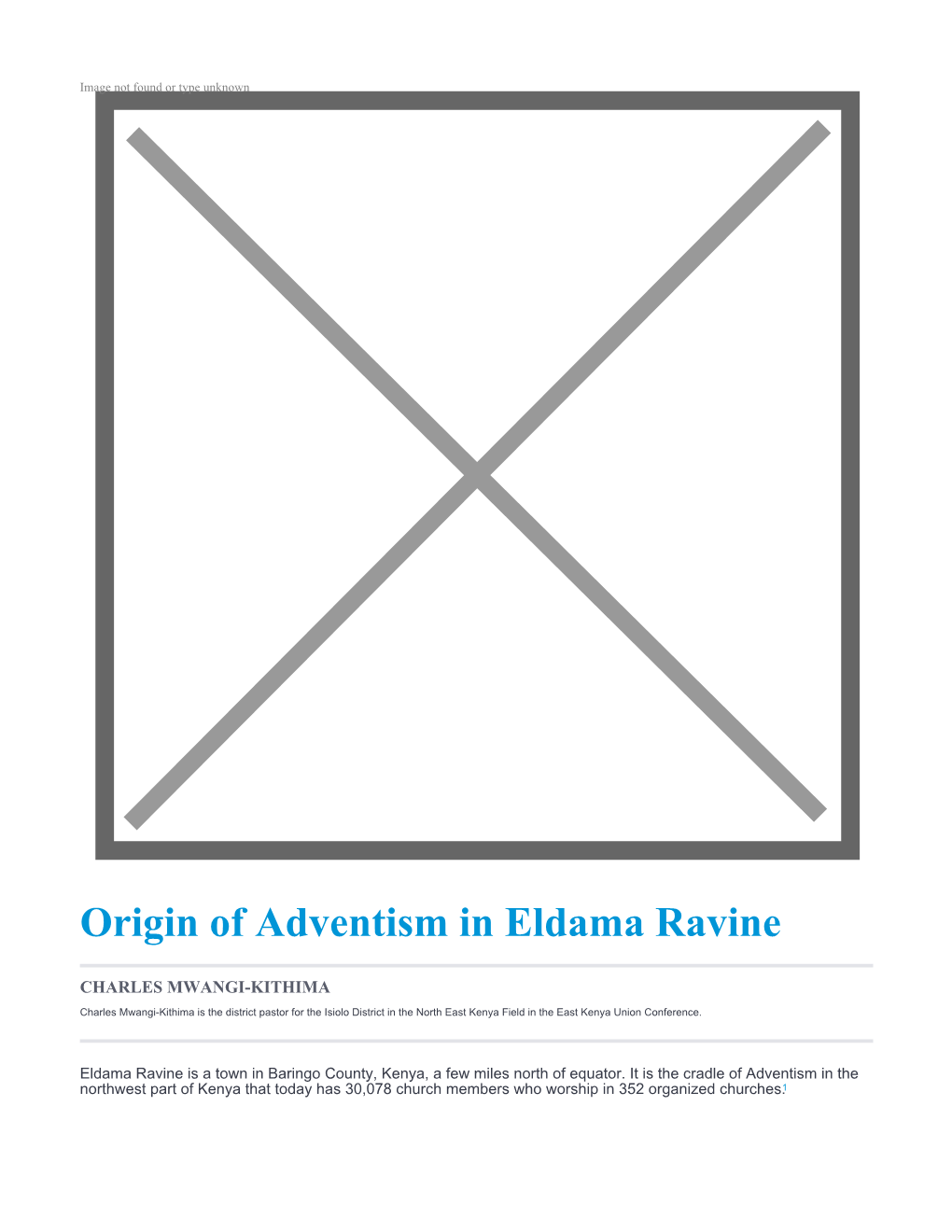 Origin of Adventism in Eldama Ravine
