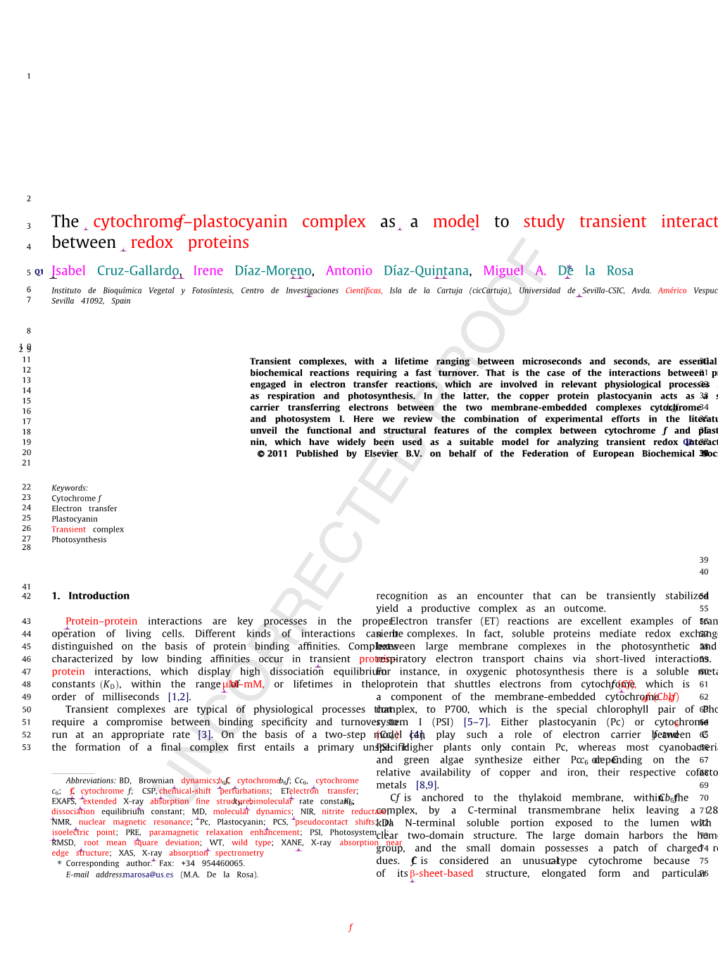 The Cytochrome Fв€“Plastocyanin Complex As a Model to Study