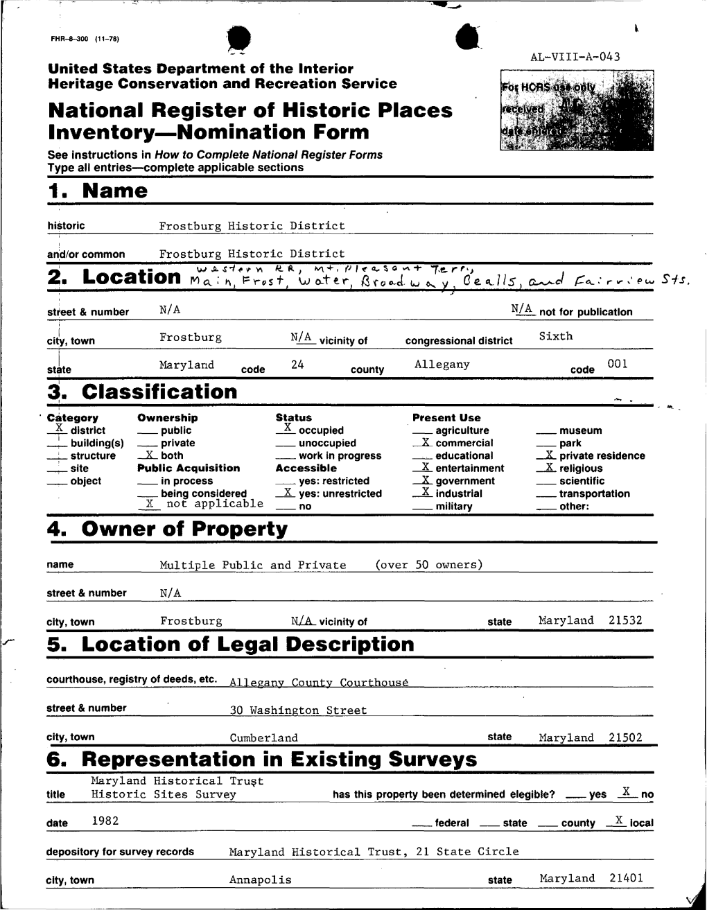 National Register of Historic Places Inventory Nomination Form 1