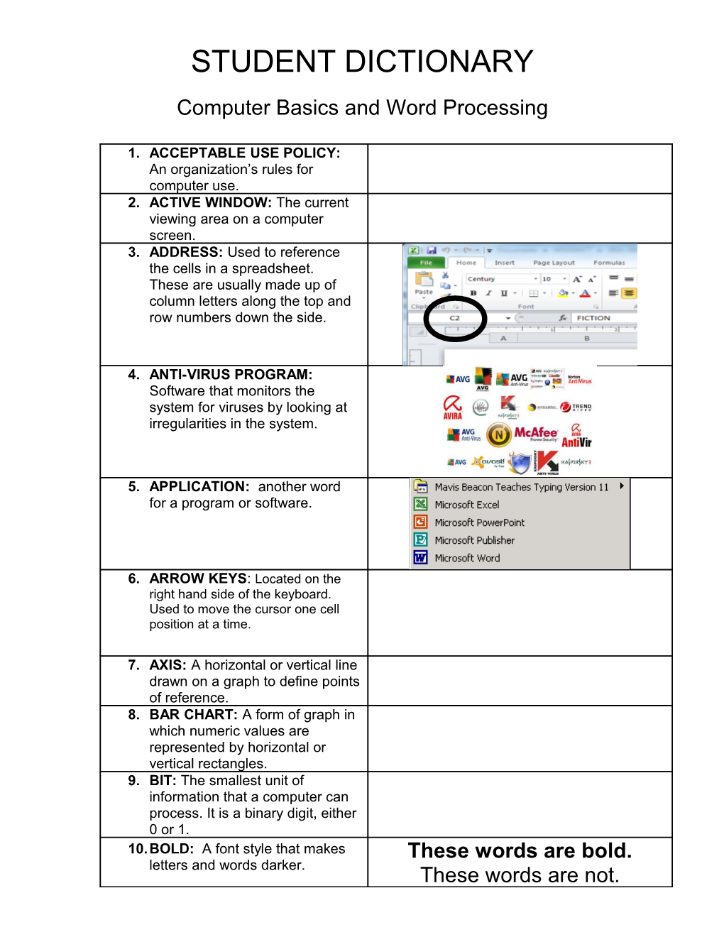 Computer Basics and Word Processing