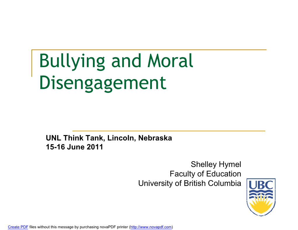 Bullying and Moral Disengagement