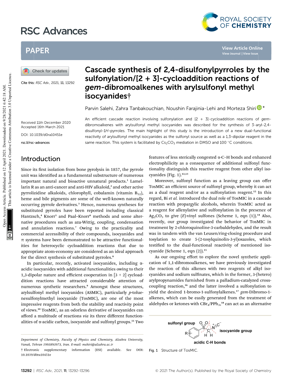 Cascade Synthesis of 2,4-Disulfonylpyrroles by the Sulfonylation/[2 + 3]-Cycloaddition Reactions of Gem-Dibromoalkenes with Aryl