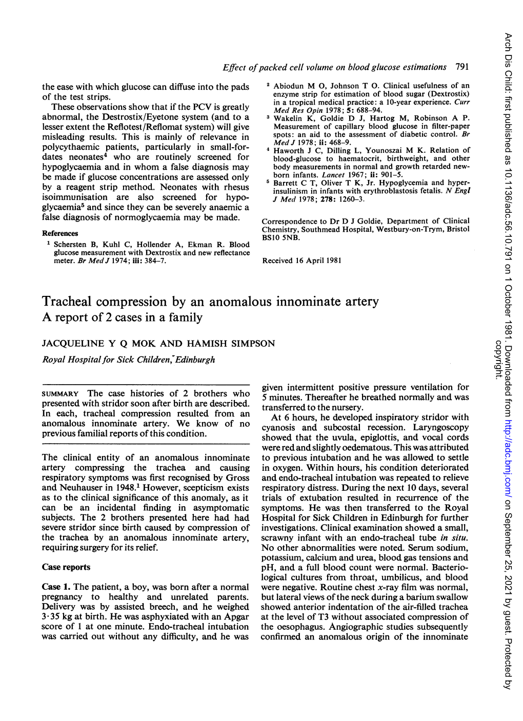 Tracheal Compression by an Anomalous Innominate Artery a Report of 2 Cases in a Family