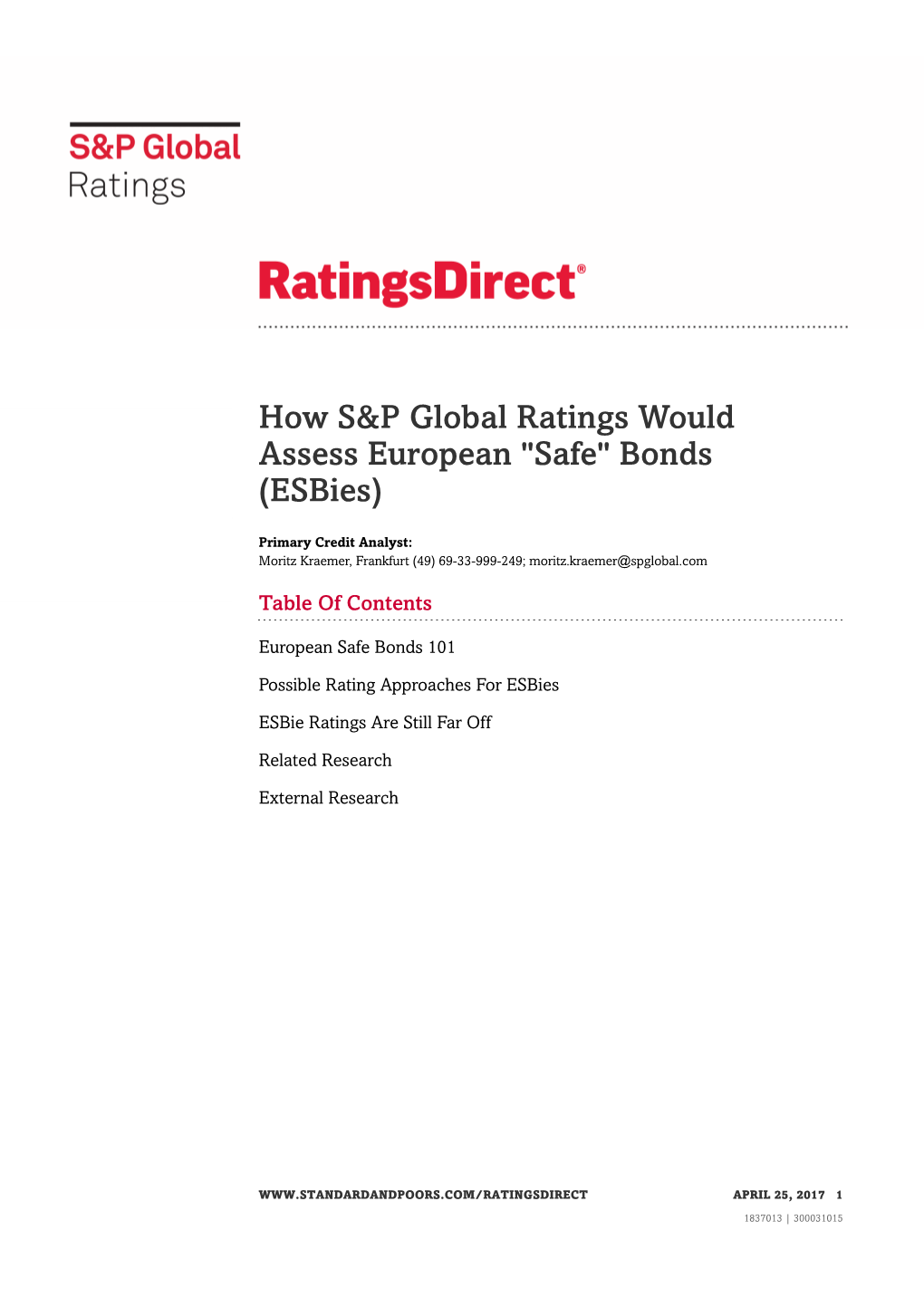 "Safe" Bonds (Esbies)