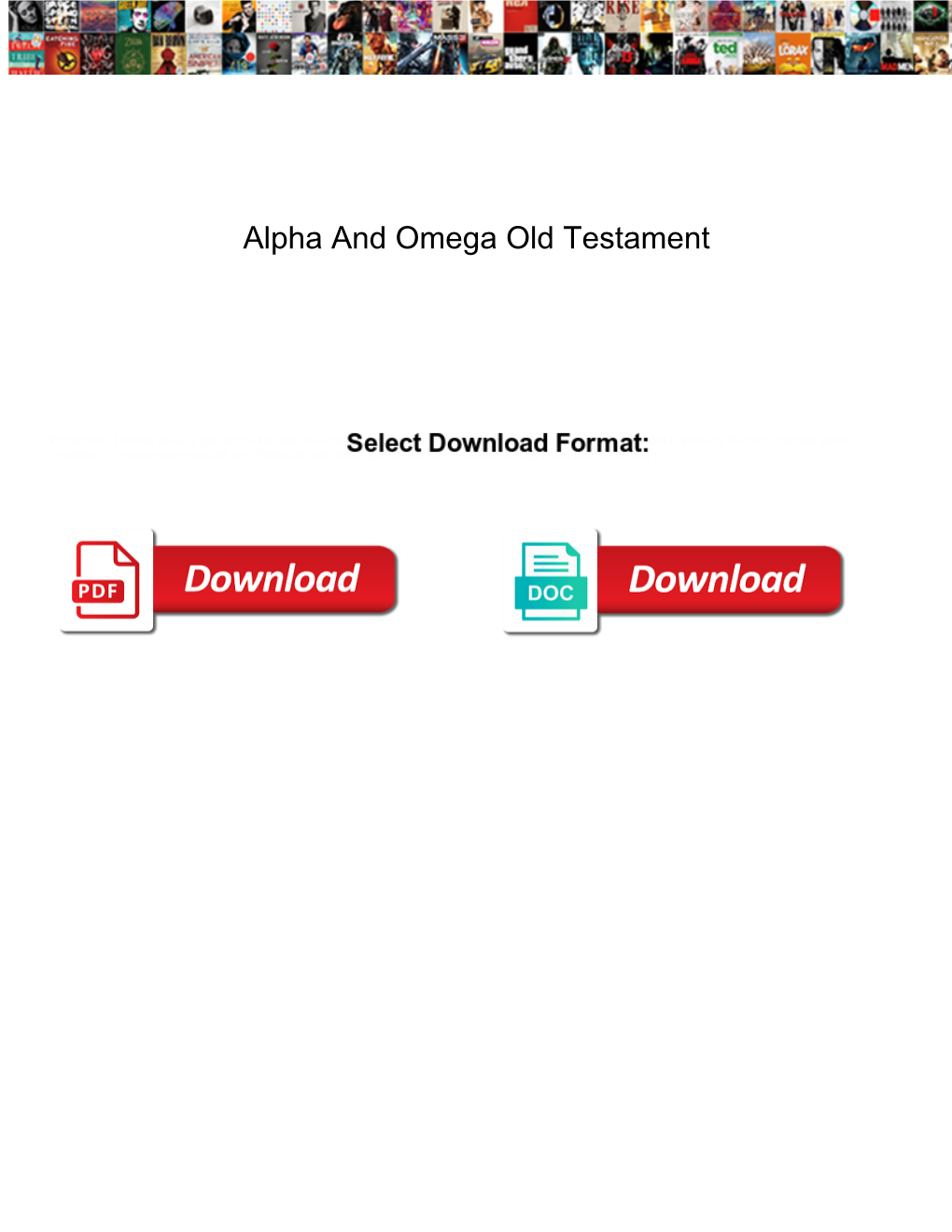 Alpha and Omega Old Testament