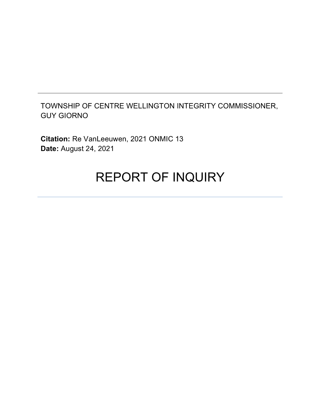 Report of Inquiry