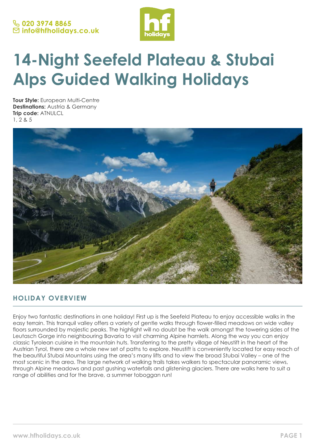 14-Night Seefeld Plateau & Stubai Alps Guided Walking Holidays