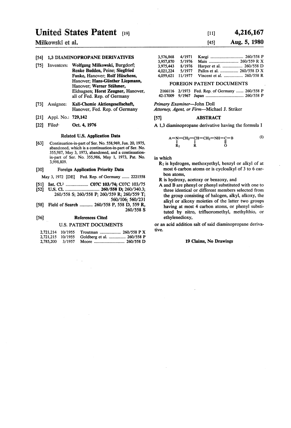 United States Patent (19) (11) 4,216,167 Mikowski Et Al