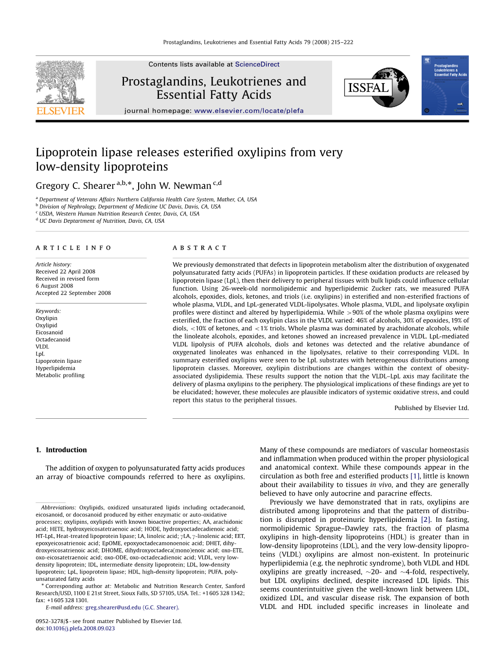 Prostaglandins, Leukotrienes and Essential Fatty Acids 79 (2008) 215–222