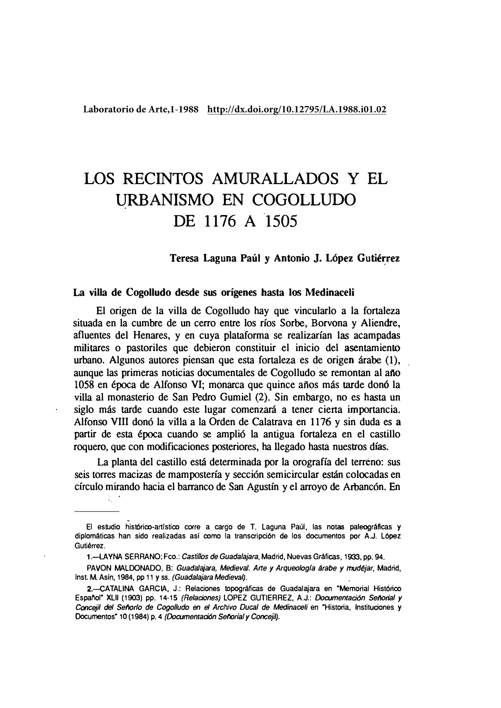 Los Recintos Amurallados Y El Urbanismo En Cogolludo De 1176 a ·1505