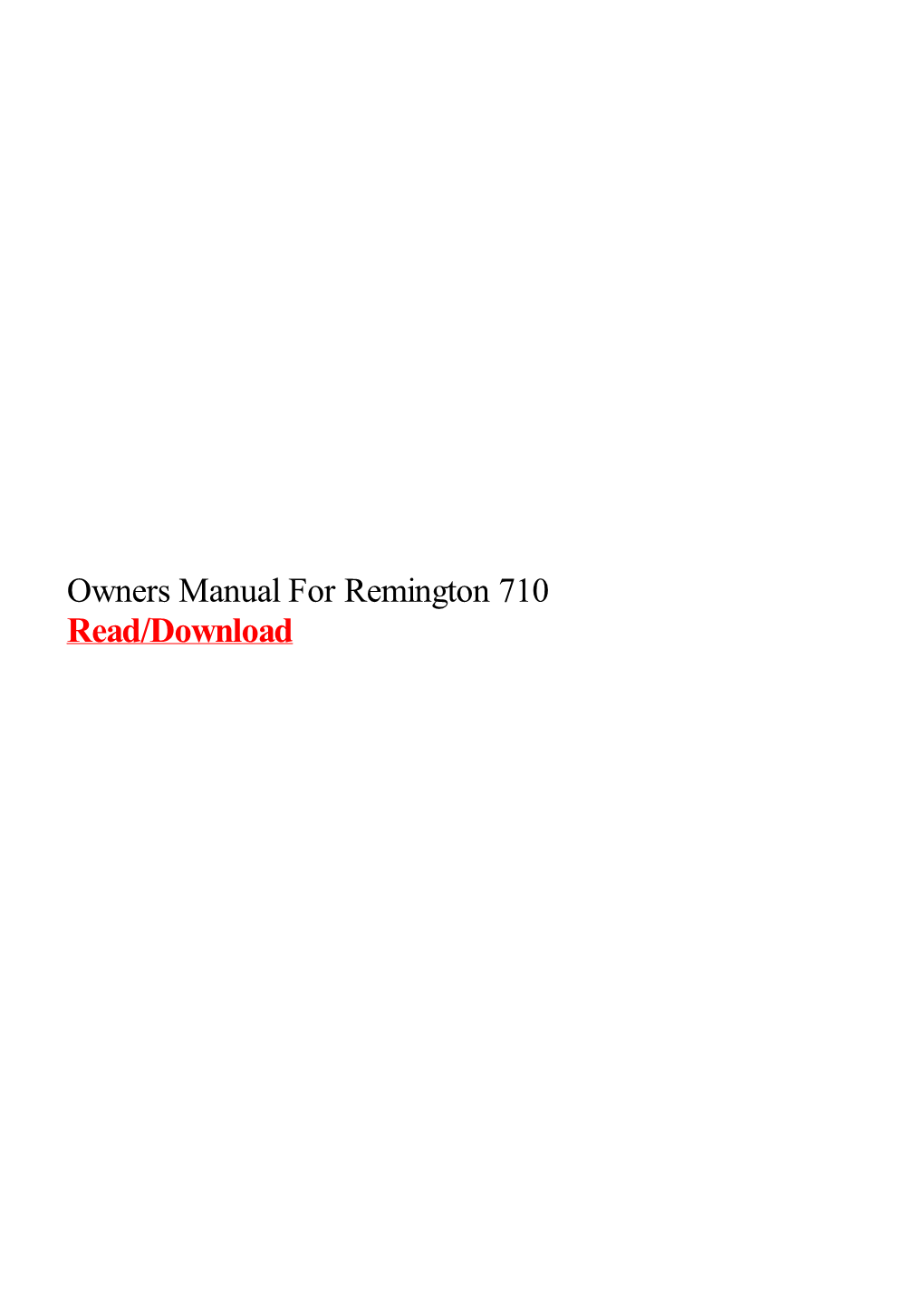 Owners Manual for Remington 710