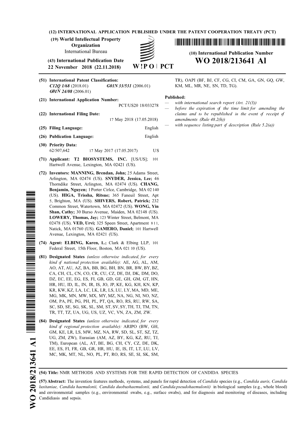 WO 2018/213641 Al 22 November 2018 (22.11.2018) W !P O PCT
