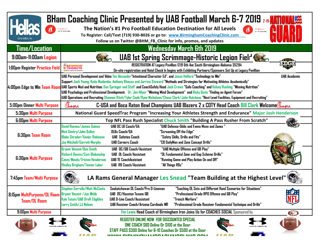 Bham Coaching Clinic Presented by UAB Football March 6-7 2019 2-19