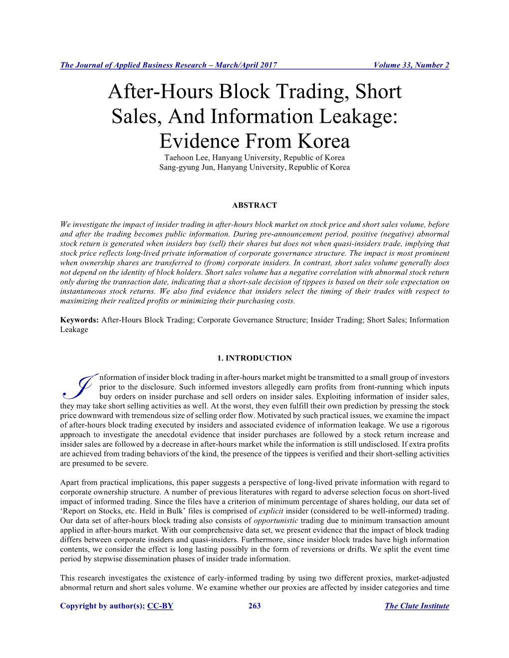 After-Hours Block Trading, Short Sales, and Information Leakage