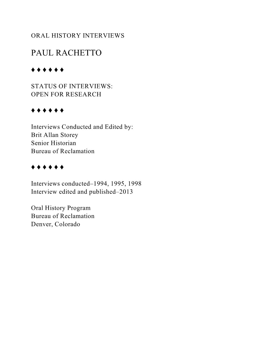 Rachetto, Paul